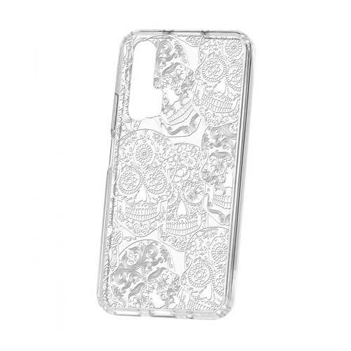 Чехол Kruche Huawei Honor 20 Pro Print Skull White в Йота