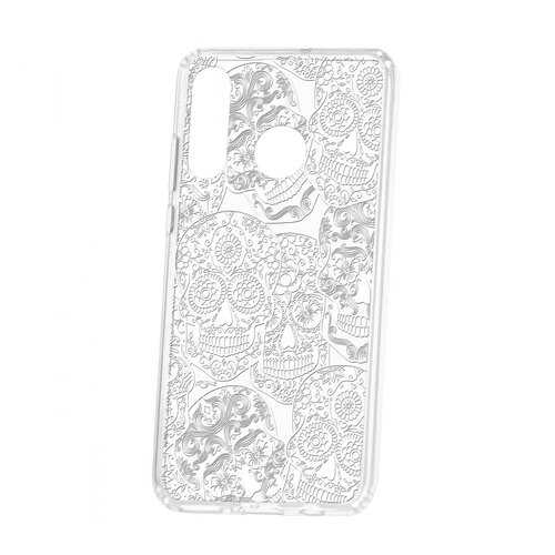 Чехол Kruche Huawei P30 Lite Print Skull White в Йота