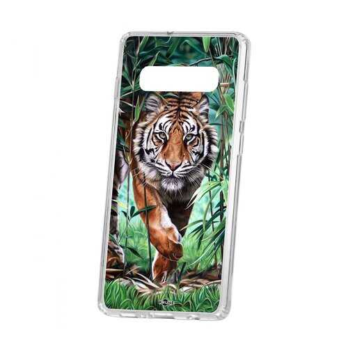 Чехол Kruche Samsung Galaxy S10+ Print Крадущийся тигр в Йота