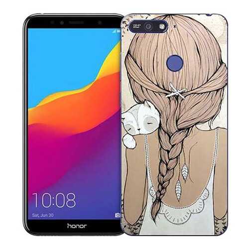 Чехол RE:PA для Huawei Honor 7A Pro с принтом Девочка в обнимку с котом в Йота