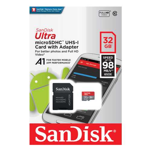 Карта памяти SanDisk Micro SDHC SDSQUAR-032G-GN6MA 32GB в Йота