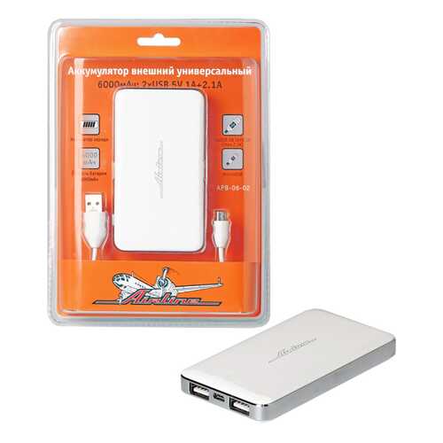 Внешний аккумулятор Airline APB-06-02 6000 мА/ч White/Silver в Йота