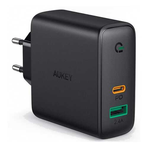 Сетевое зарядное устройство Aukey Dual-Port 60W PD Wall Charger with Dynamic Detect Black в Йота