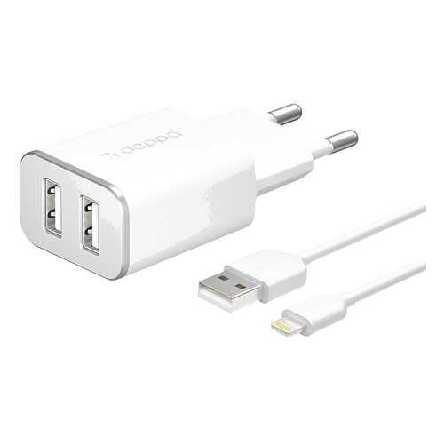 Сетевое зарядное устройство Deppa 2 USB 2,4A White в Йота